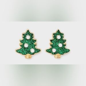 Green Christmas Tree Stud Earrings